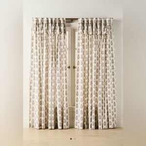 Anthropologie Evita Cotton Printed Valence Curtain, Set of 2